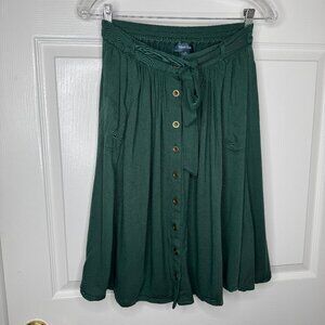 Forest Green Modcloth Button Up Skirt